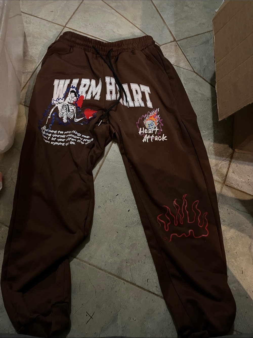 Warm Heart Brown Graphic Jogger Pants
